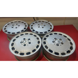 4x Gullideckel Alufelgen original Mercedes W126 R107 7x15 ET 25 1264003002