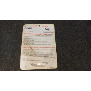 Hinweis Wagenheber Radschraube Alufelge Mercedes W124 W201 1245840047