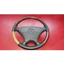 Holz Leder Lenkrad schwarz Airbag Mercedes W124 W201 R129 W140 AMG 1404605303