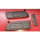 3x Sonnenblenden beleuchtet Leder schwarz Mercedes W126...